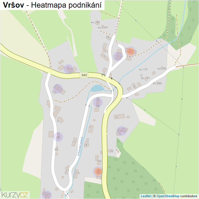 Mapa Vršov - Firmy v části obce.
