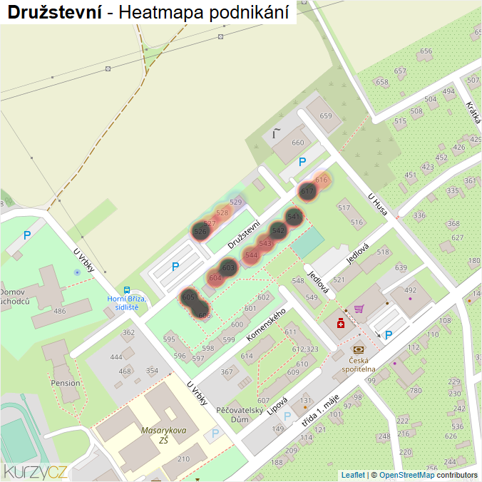Mapa Družstevní - Firmy v ulici.
