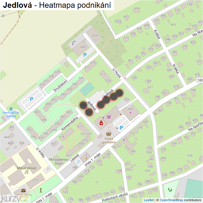 Mapa Jedlová - Firmy v ulici.