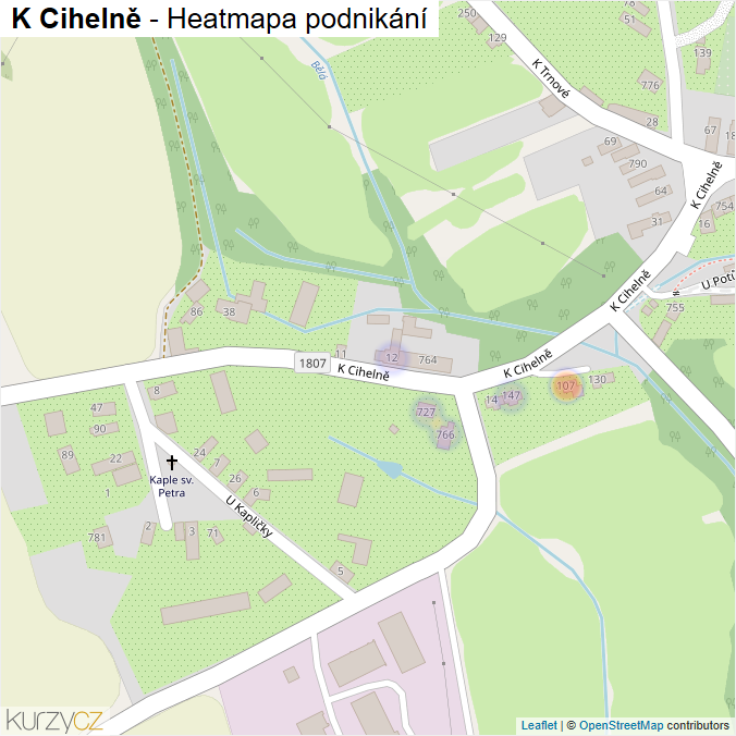 Mapa K Cihelně - Firmy v ulici.