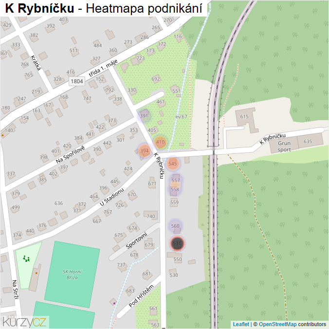 Mapa K Rybníčku - Firmy v ulici.