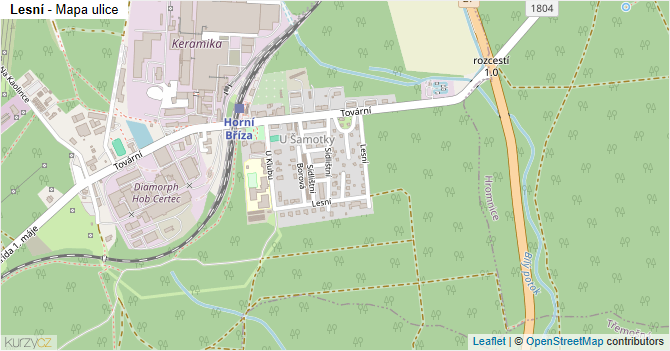 Lesní - mapa ulice