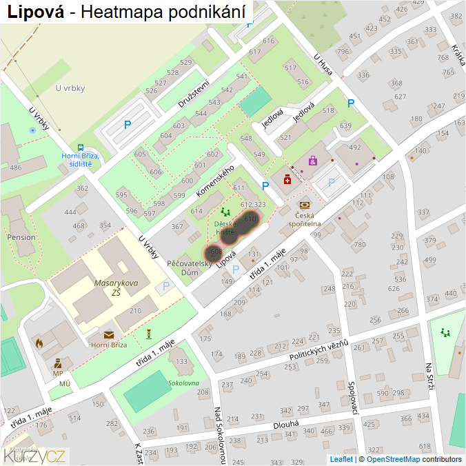 Mapa Lipová - Firmy v ulici.