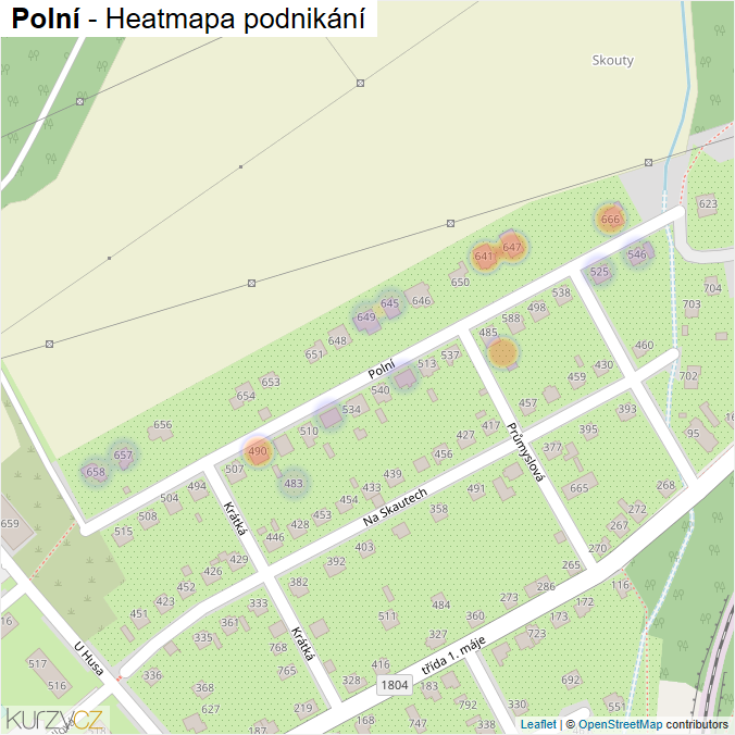Mapa Polní - Firmy v ulici.