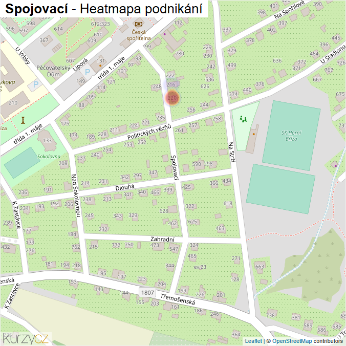 Mapa Spojovací - Firmy v ulici.