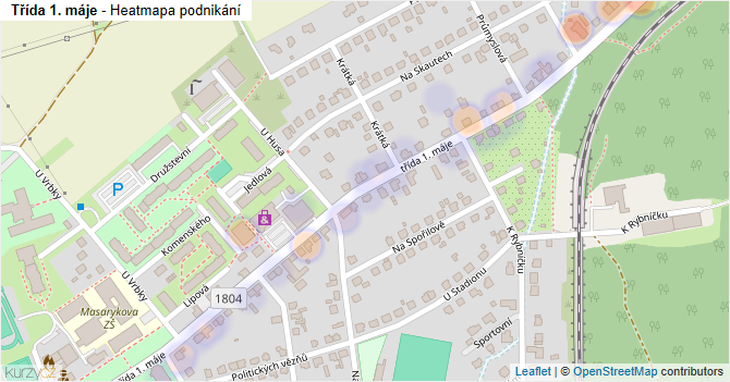 Třída 1. máje - mapa podnikání