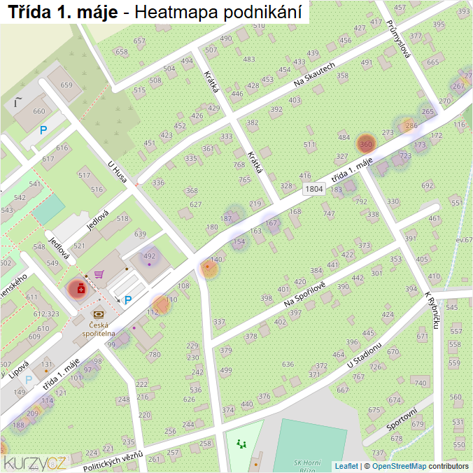 Mapa Třída 1. máje - Firmy v ulici.