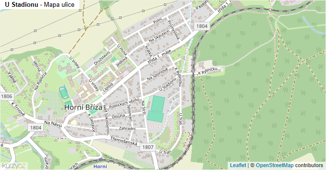 U Stadionu - mapa ulice