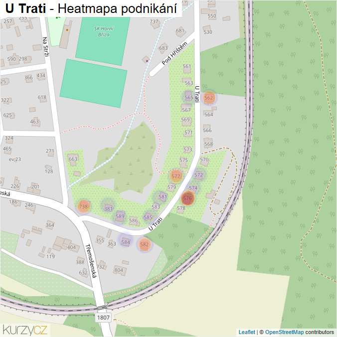 Mapa U Trati - Firmy v ulici.