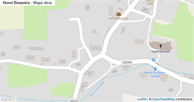 Horní Brusnice - mapa obce