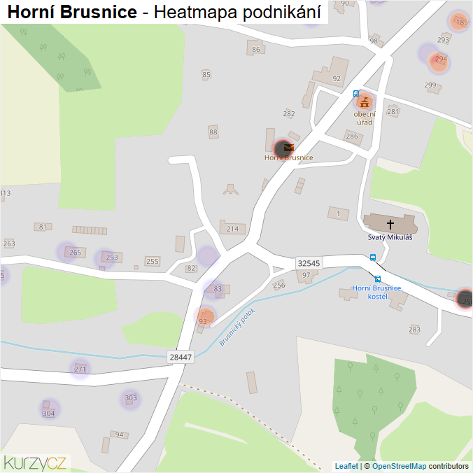 Mapa Horní Brusnice - Firmy v části obce.