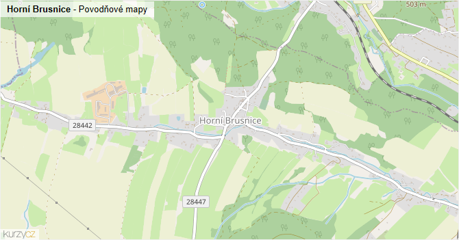 Horní Brusnice - záplavové mapy stoleté vody