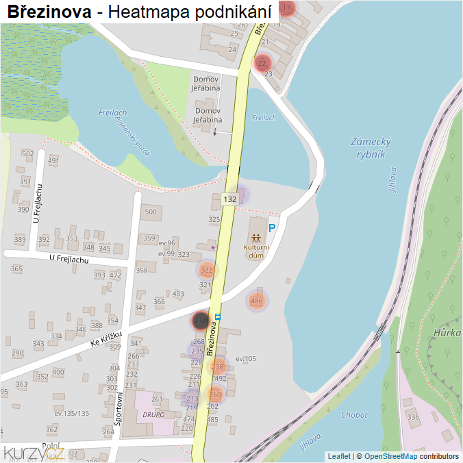 Mapa Březinova - Firmy v ulici.