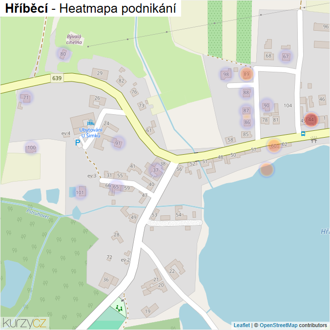 Mapa Hříběcí - Firmy v části obce.