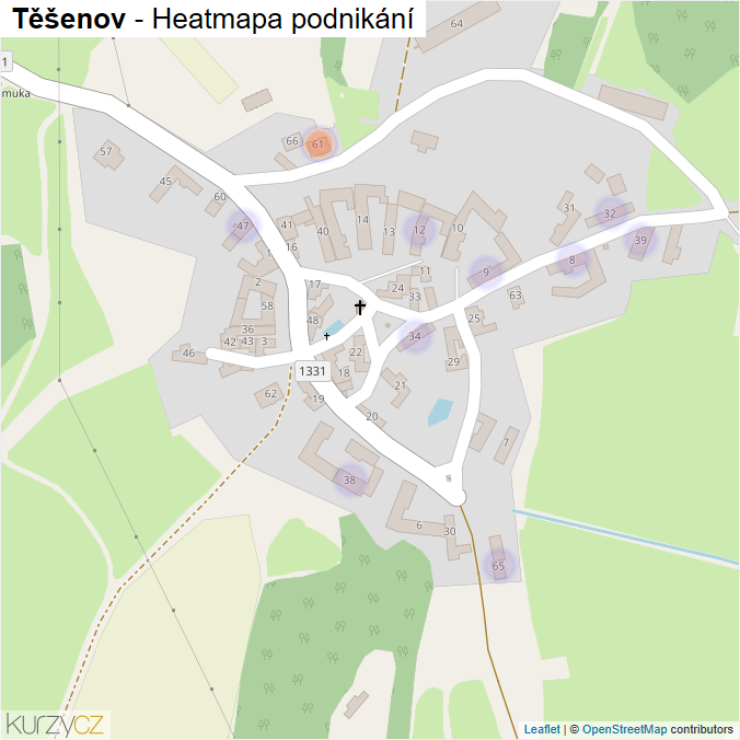 Mapa Těšenov - Firmy v části obce.