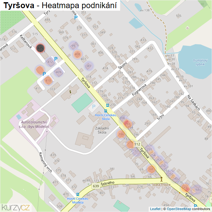 Mapa Tyršova - Firmy v ulici.