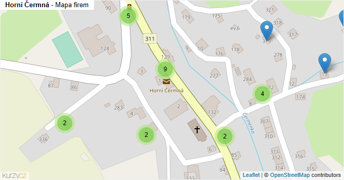 Horní Čermná - mapa firem