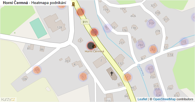 Horní Čermná - mapa podnikání