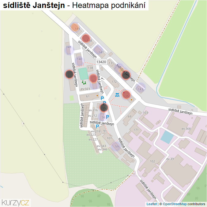 Mapa sídliště Janštejn - Firmy v ulici.