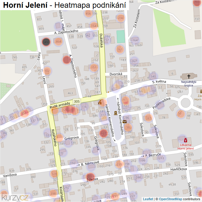 Mapa Horní Jelení - Firmy v obci.
