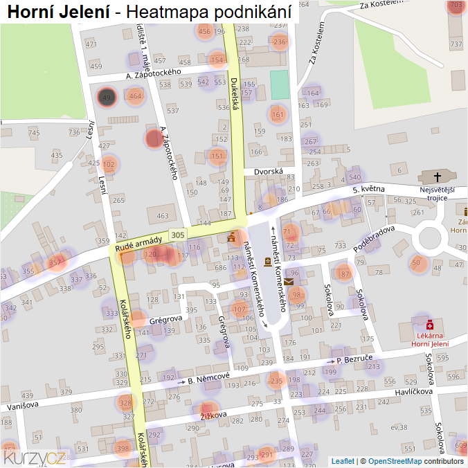 Mapa Horní Jelení - Firmy v části obce.