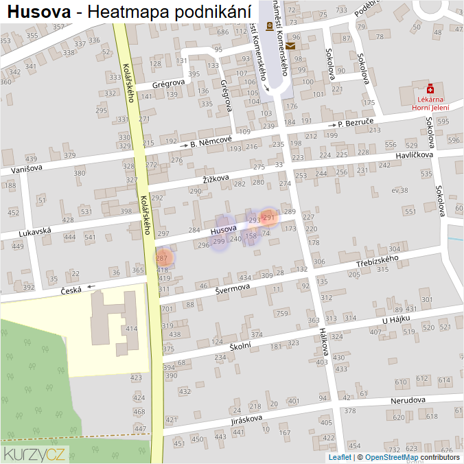Mapa Husova - Firmy v ulici.