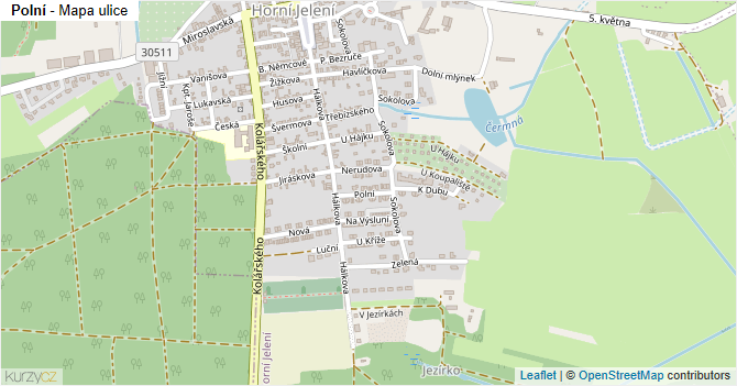 Polní - mapa ulice