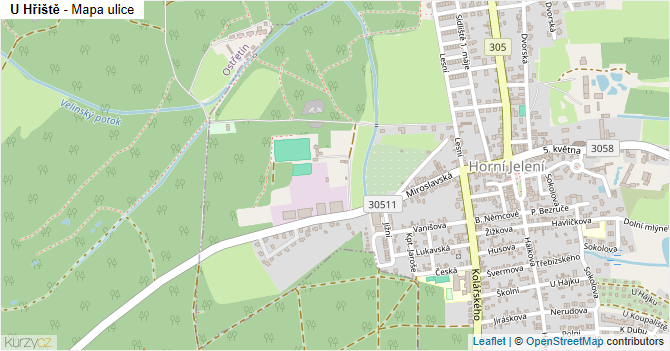 U Hřiště - mapa ulice