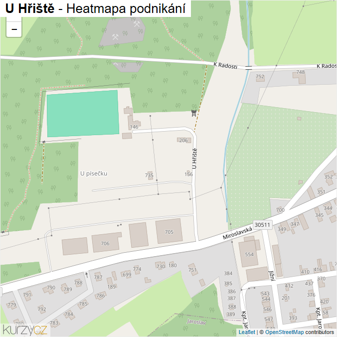Mapa U Hřiště - Firmy v ulici.