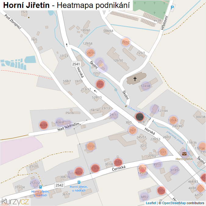 Mapa Horní Jiřetín - Firmy v obci.