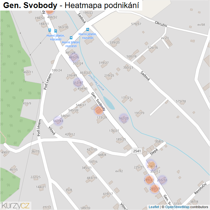 Mapa Gen. Svobody - Firmy v ulici.