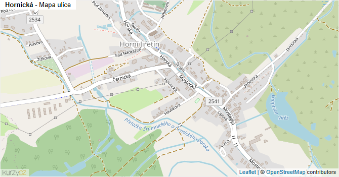 Hornická - mapa ulice