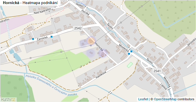 Hornická - mapa podnikání