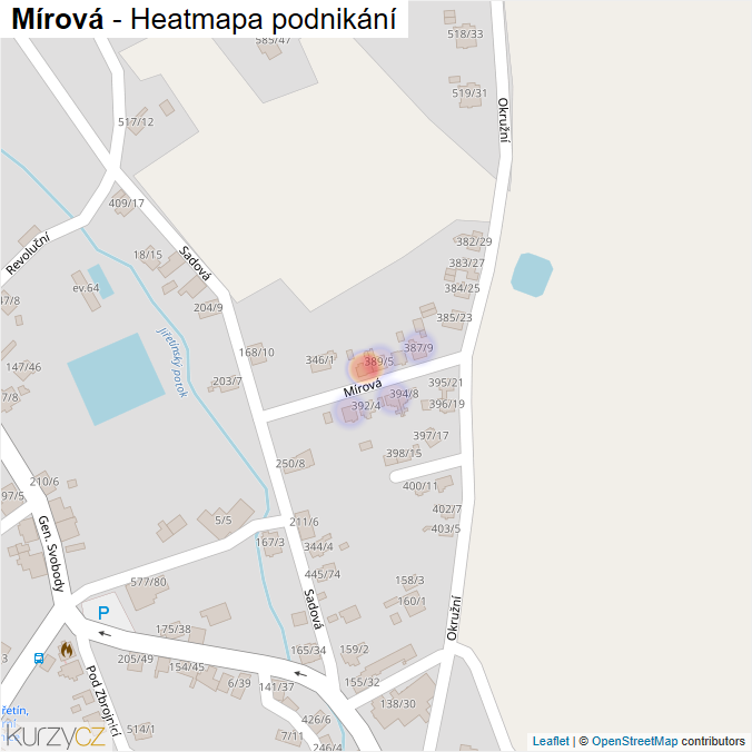 Mapa Mírová - Firmy v ulici.