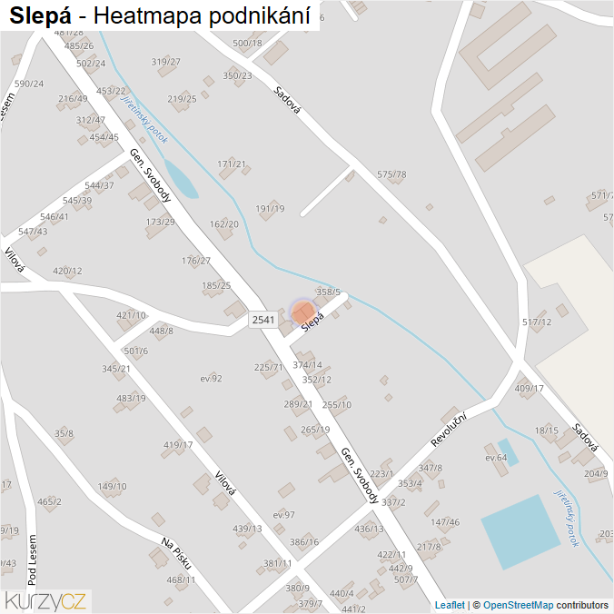 Mapa Slepá - Firmy v ulici.