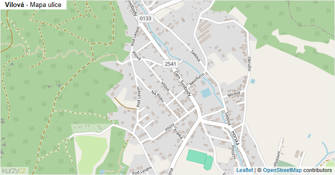 Vilová - mapa ulice