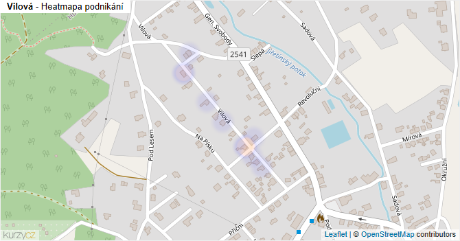 Vilová - mapa podnikání