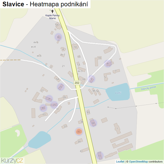 Mapa Slavice - Firmy v části obce.
