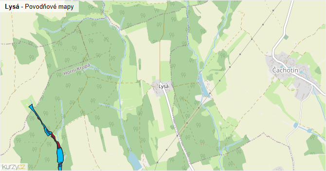 Lysá - záplavové mapy stoleté vody