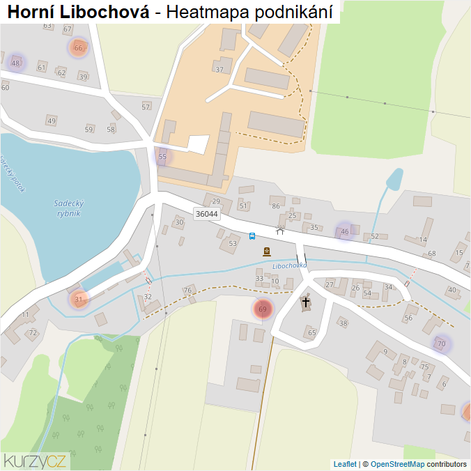 Mapa Horní Libochová - Firmy v části obce.