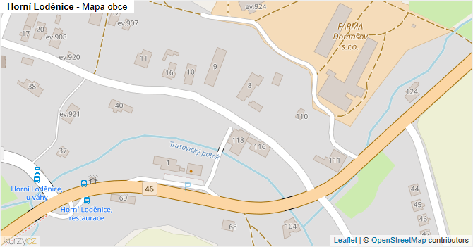 Horní Loděnice - mapa obce