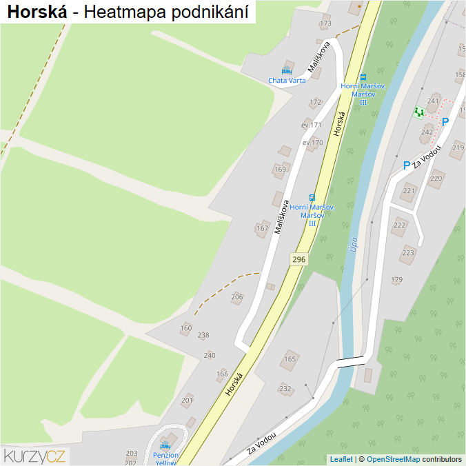 Mapa Horská - Firmy v ulici.