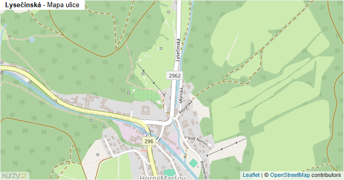 Lysečinská - mapa ulice