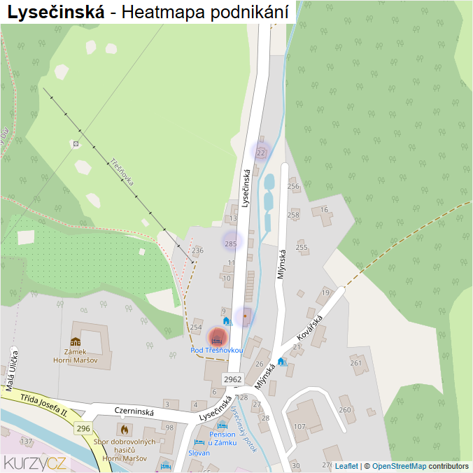 Mapa Lysečinská - Firmy v ulici.