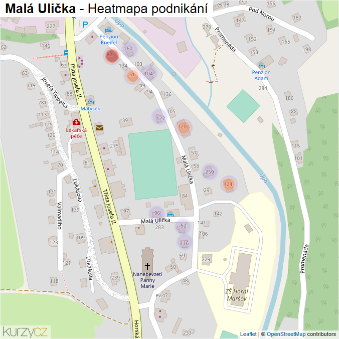 Mapa Malá Ulička - Firmy v ulici.