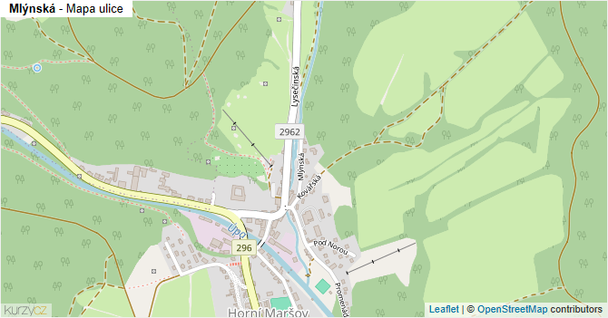 Mlýnská - mapa ulice