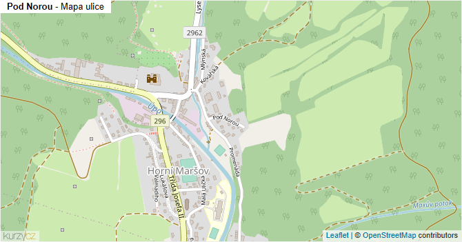 Pod Norou - mapa ulice
