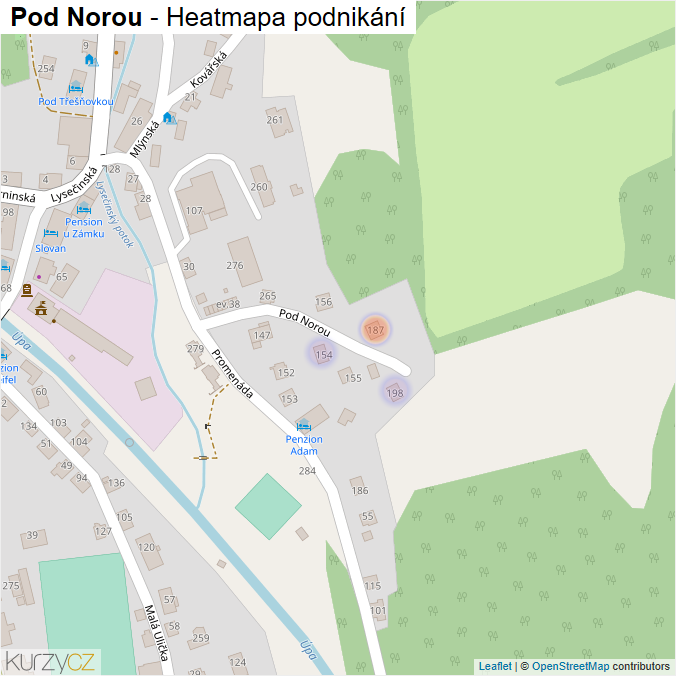 Mapa Pod Norou - Firmy v ulici.