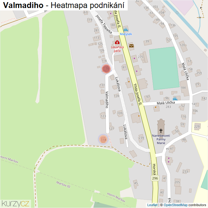 Mapa Valmadiho - Firmy v ulici.