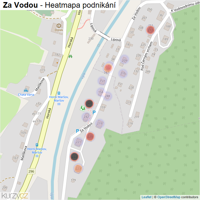 Mapa Za Vodou - Firmy v ulici.
